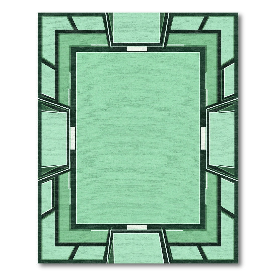 Mint Green Geometric Layered Frame Rug