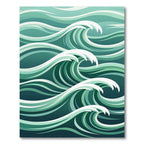 Abstract Teal Oceanic Wave Rug