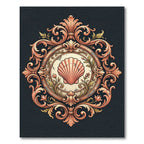 Ornate Scallop Shell Baroque Medallion Rug