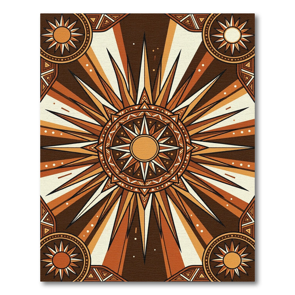 Radiant Golden Sunburst Earthy Geometric Rug