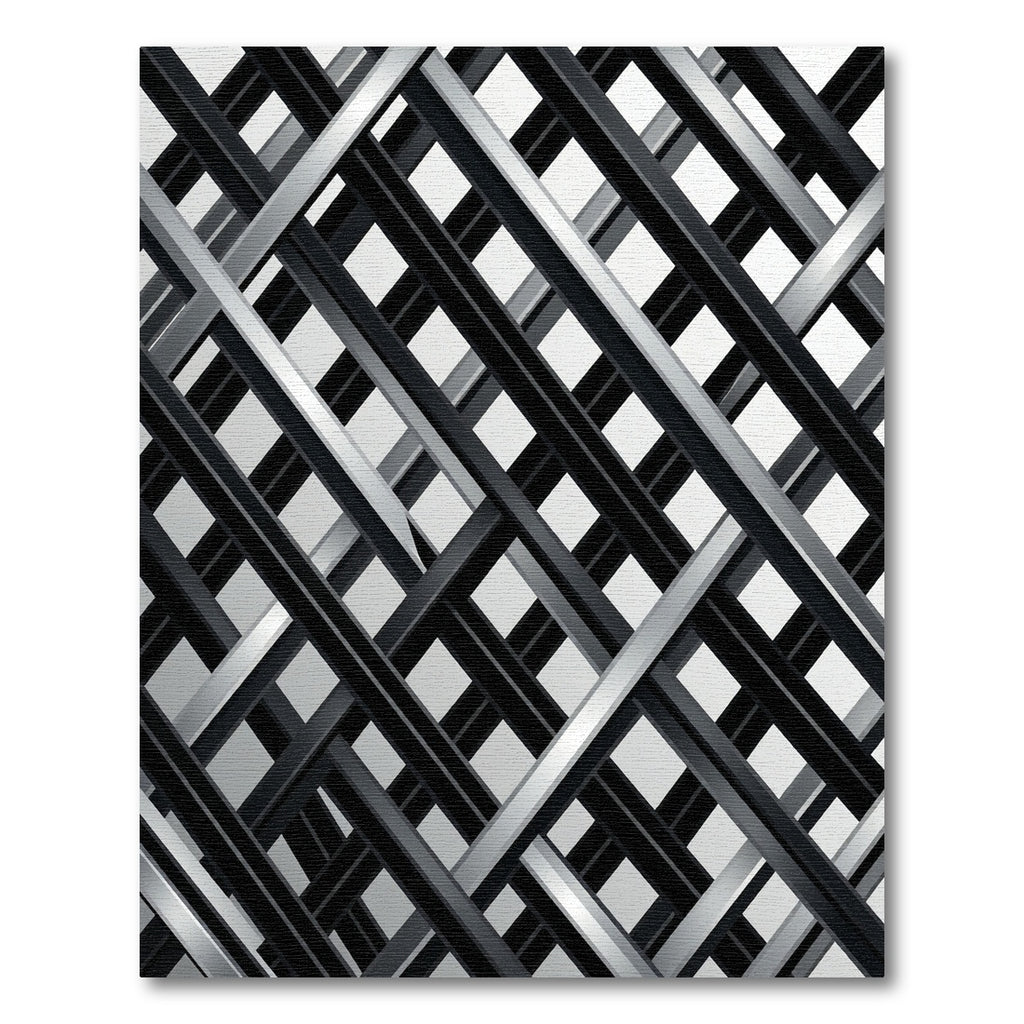 Modern Monochrome Intersecting Diagonal Grid Rug