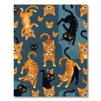 Playful Orange and Black Cats Collage Rug