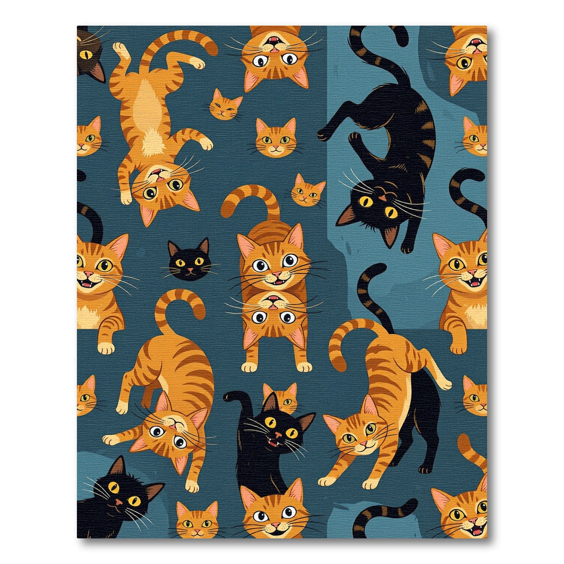 Playful Orange and Black Cats Collage Rug