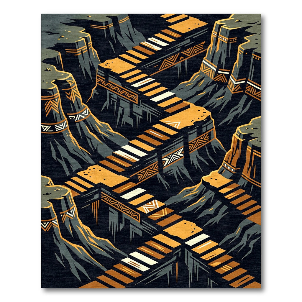 Golden Canyon Geometric Stairway Rug