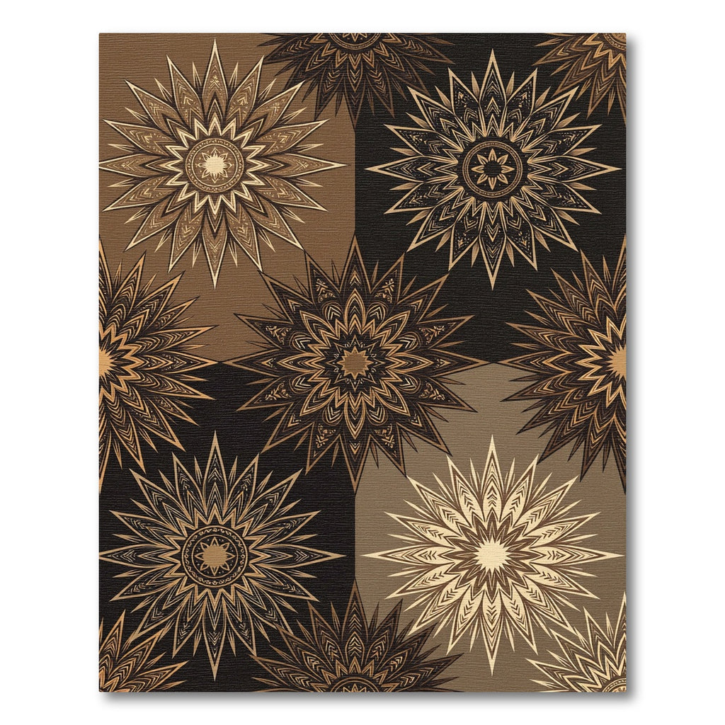 Golden Starburst Medallion Geometric Arrangement Rug