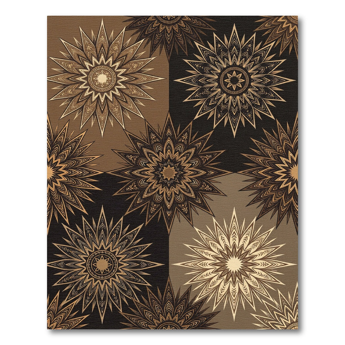 Golden Starburst Medallion Geometric Arrangement Rug