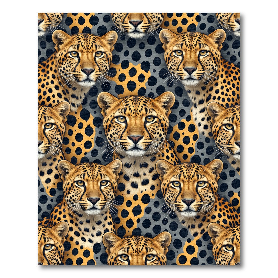 Leopard Spots And Faces Ochre Gray Rug