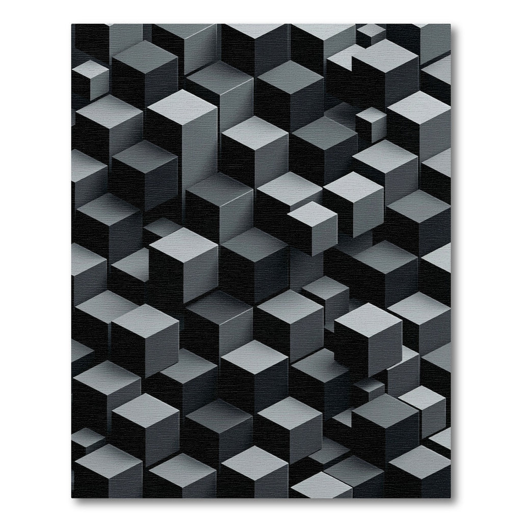 Modern Isometric Charcoal Geometric Cube Rug