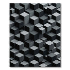 Modern Isometric Charcoal Geometric Cube Rug