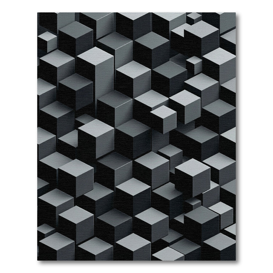 Modern Isometric Charcoal Geometric Cube Rug