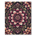 Burgundy Dahlia Floral Medallion Scroll Rug