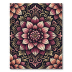 Burgundy Dahlia Floral Medallion Scroll Rug