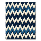 Bold Navy Blue Zigzag Chevron Rug