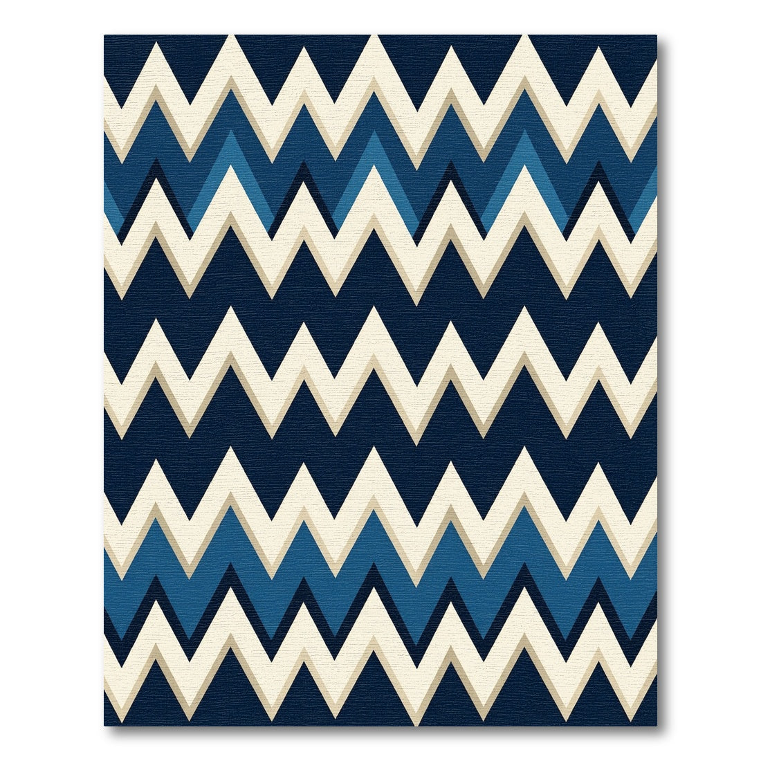 Bold Navy Blue Zigzag Chevron Rug