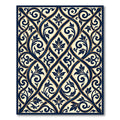 Navy Blue Faux Woven Acanthus Arabesque Rug
