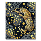 Golden Cheetah and Abstract Spot Art Rug