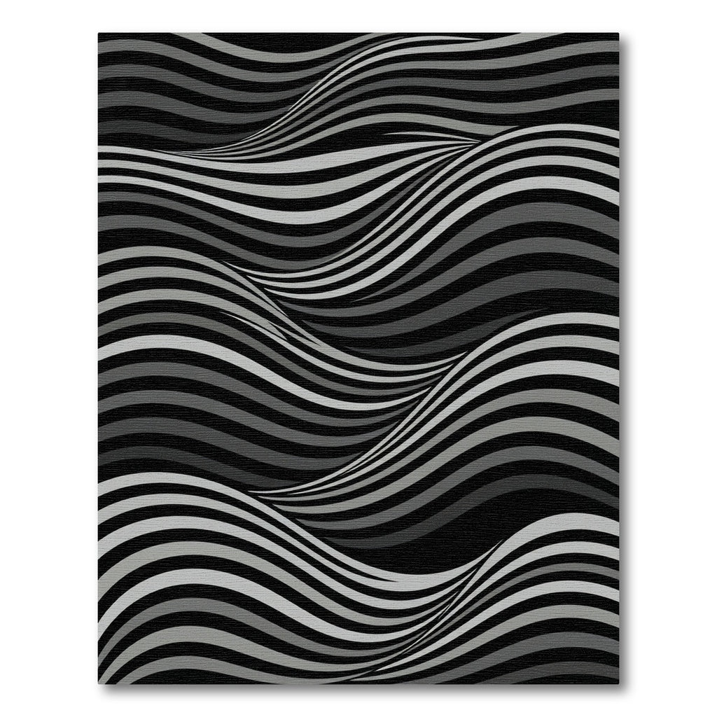 Monochromatic Black Gray Wave Rug