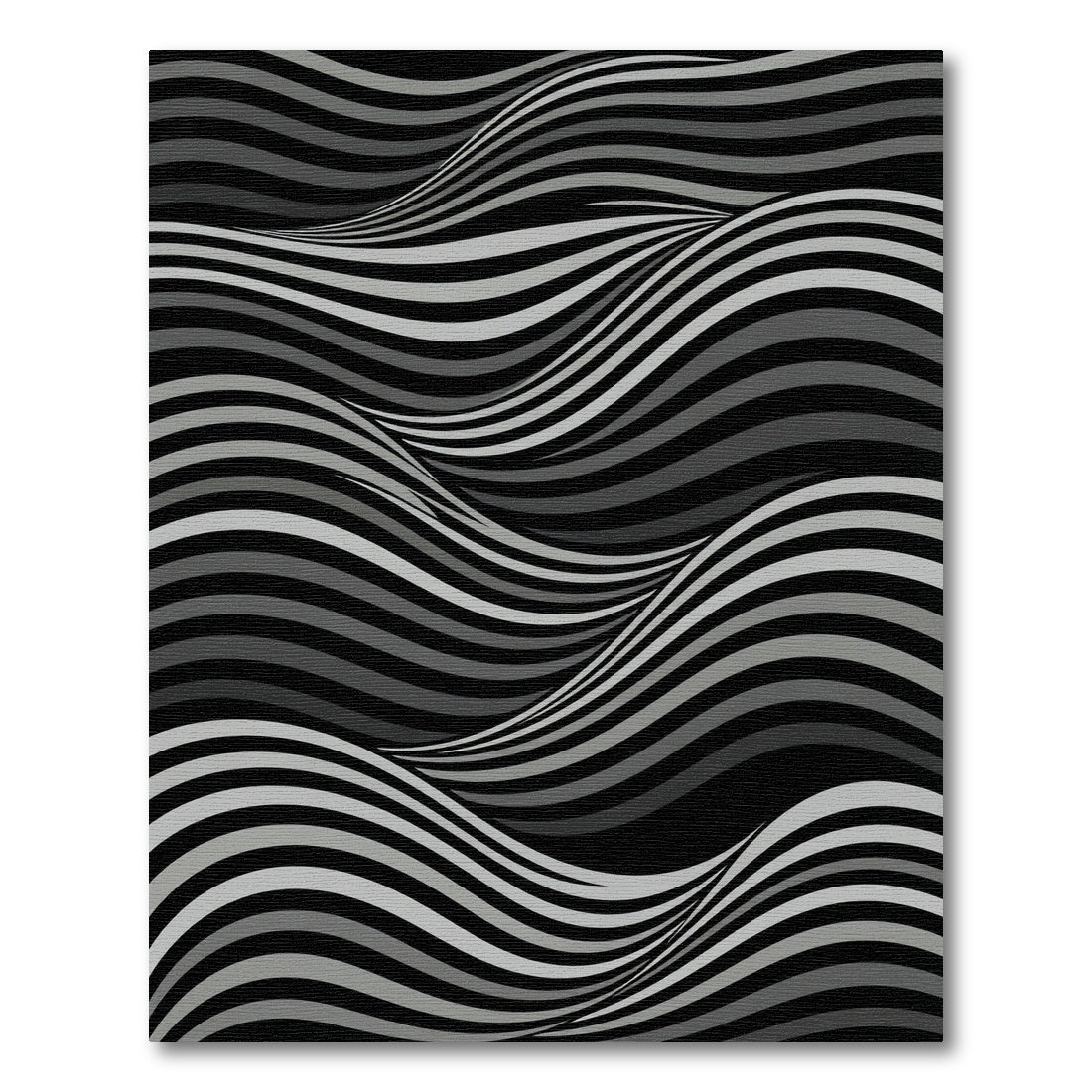 Monochromatic Black Gray Wave Rug