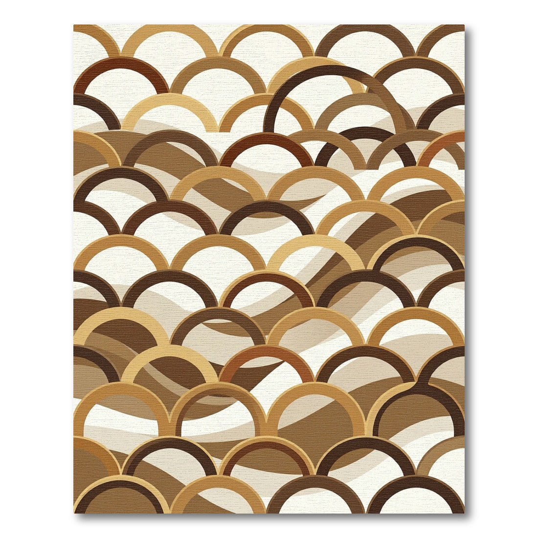 Earthy Golden Arched Scales Rug