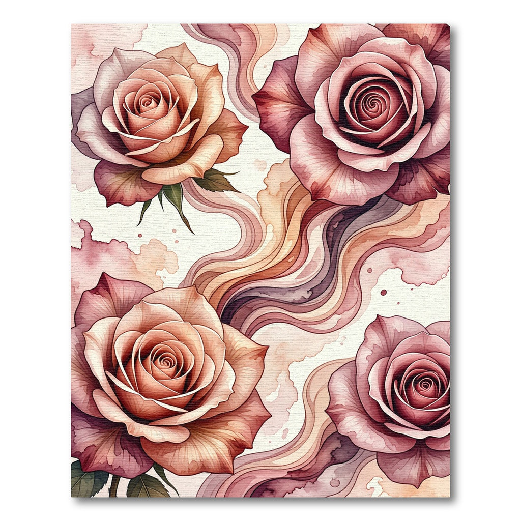 Ethereal Watercolor Rose Pastel Floral Flow Rug