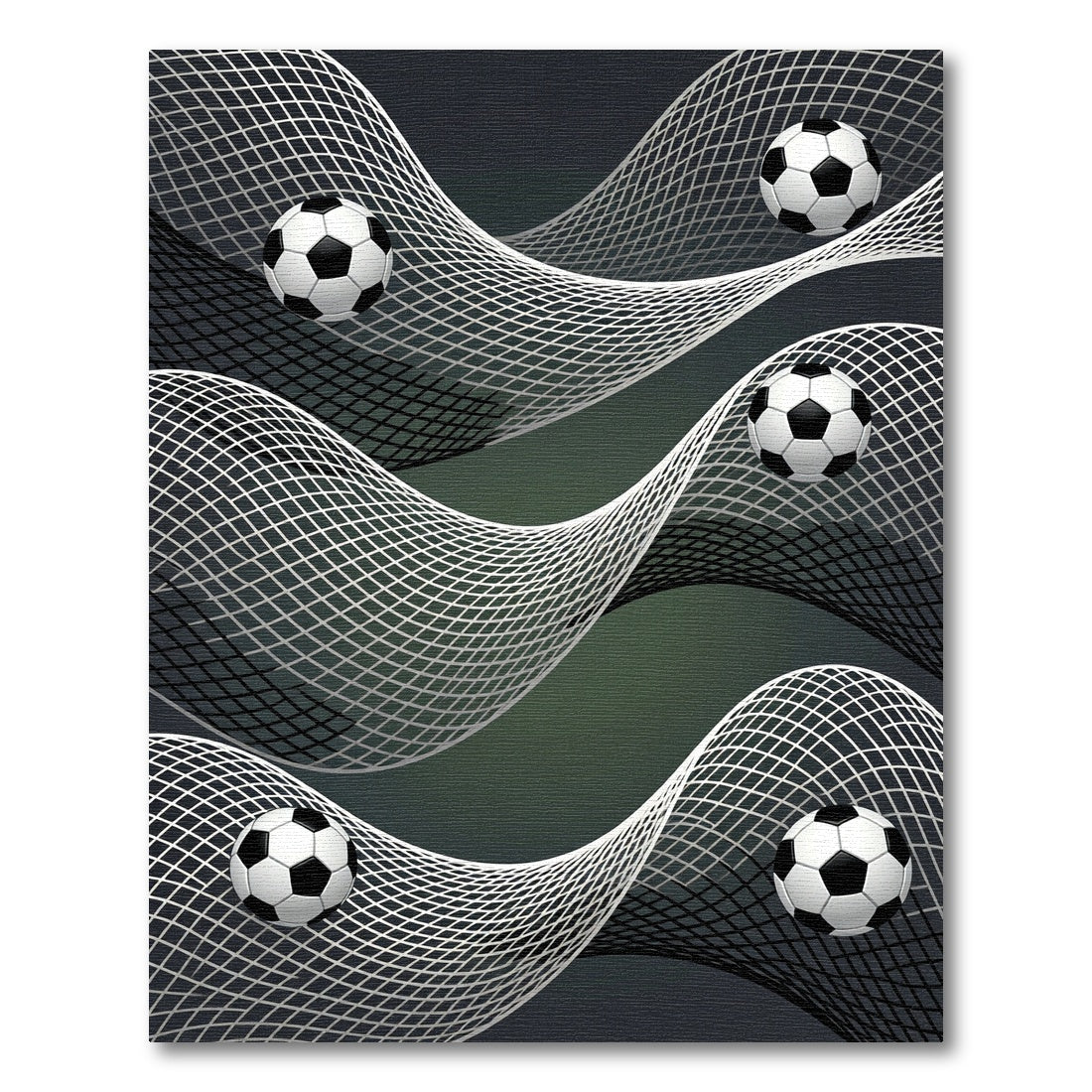 Monochrome Soccer Ball Flowing Net Rug