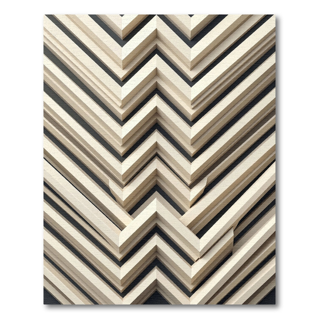 Modern Light Beige Chevron Layered Rug