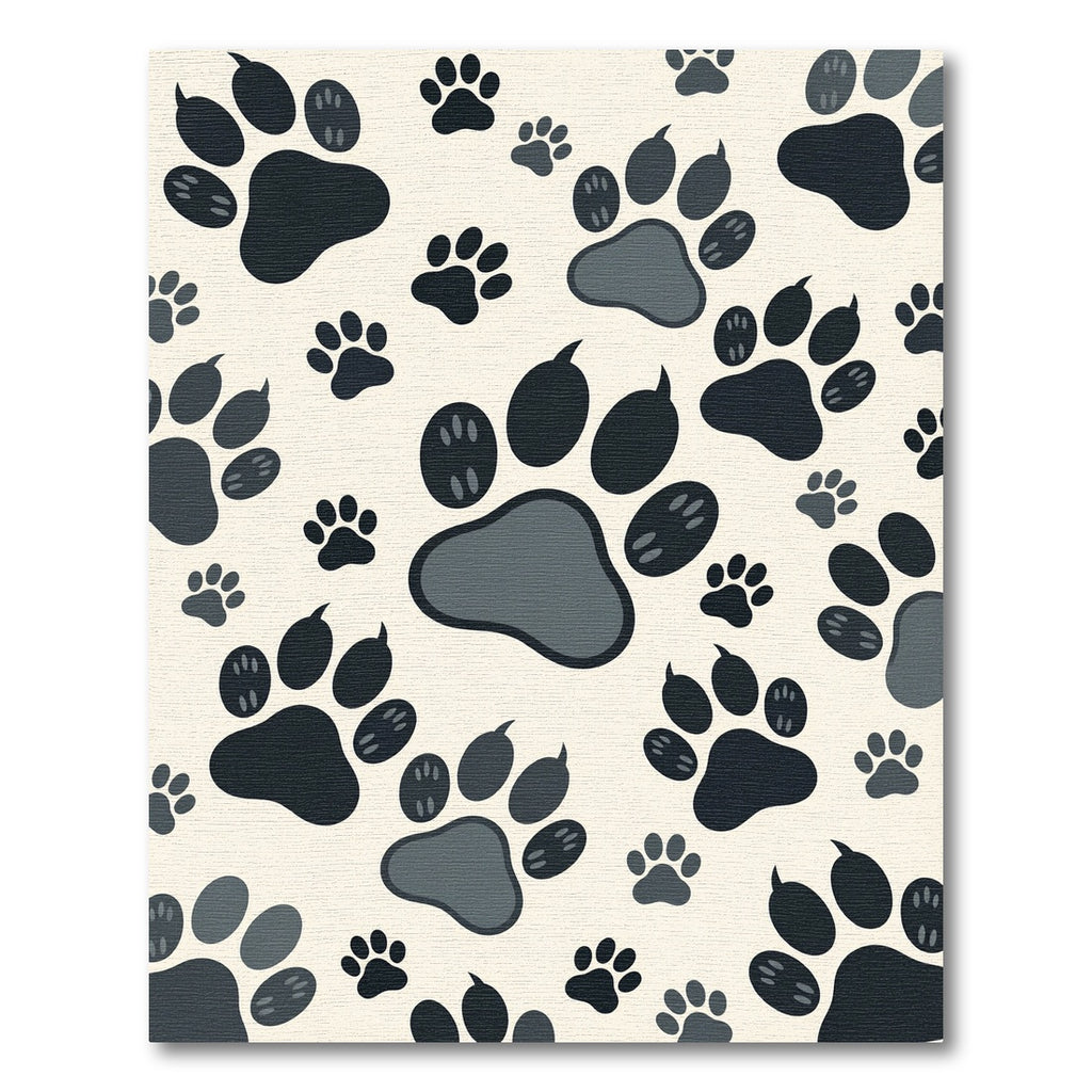 Whimsical Charcoal Animal Paw Track Rug