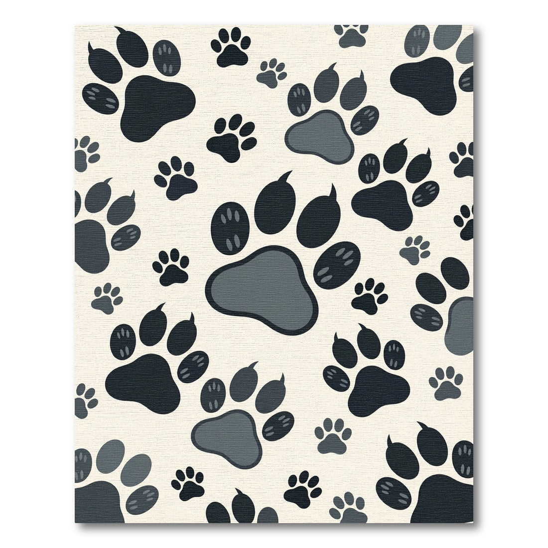 Whimsical Charcoal Animal Paw Track Rug