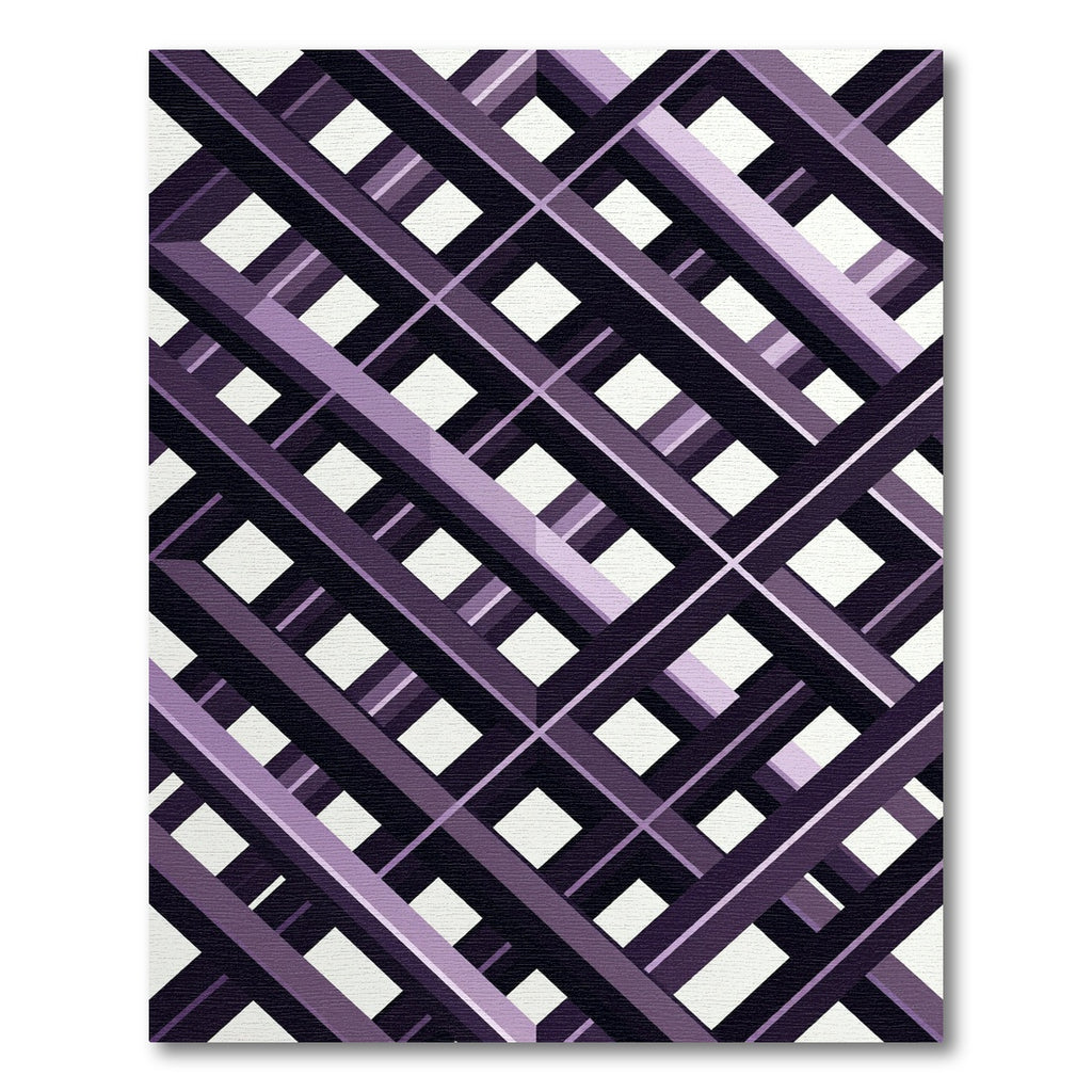 Modern Purple Geometric Intersecting Grid Rug