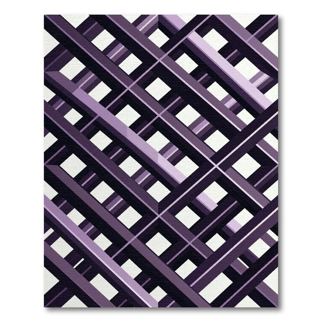 Modern Purple Geometric Intersecting Grid Rug