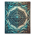 Ornate Teal and Gold Marine Compass Rug