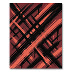Bold Crimson Black Abstract Brush Strokes Rug
