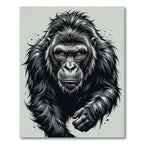 Intense Monochrome Silverback Gorilla Portrait Rug