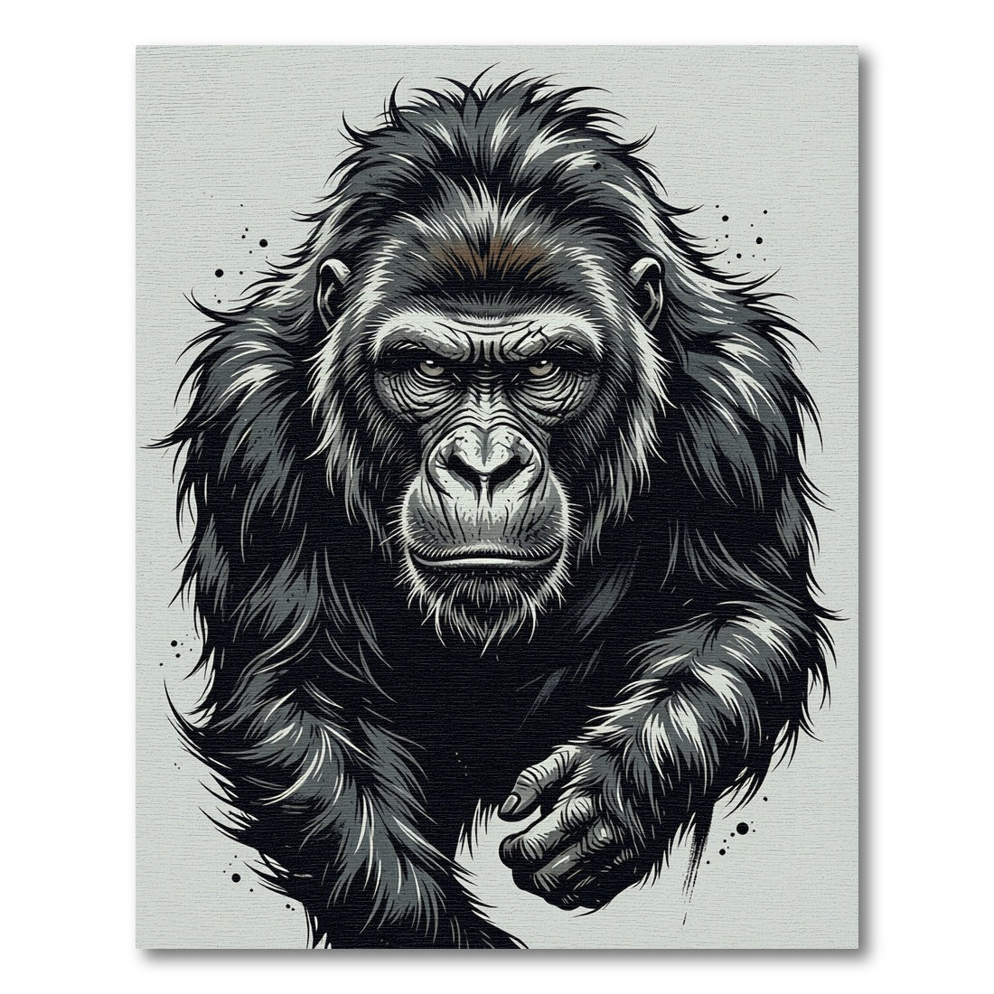 Intense Monochrome Silverback Gorilla Portrait Rug