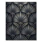 Sophisticated Metallic Silver Art Deco Fan Rug