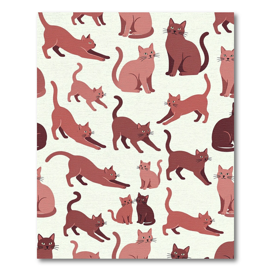 Whimsical Dusty Rose Cat Illustrator Rug