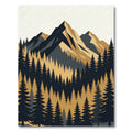 Minimalist Golden Mountain Forest Landscape Rug