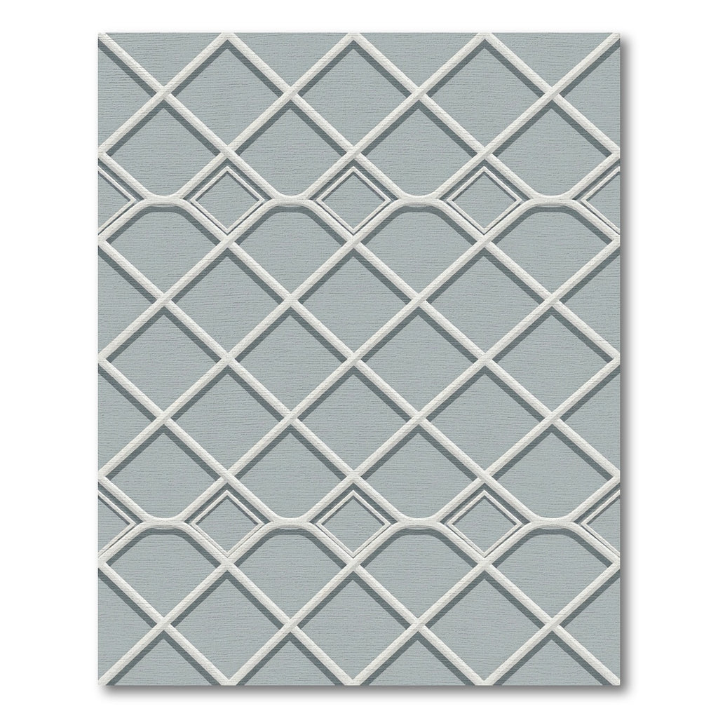 Geometric Diamond Grid Slate Gray Rug