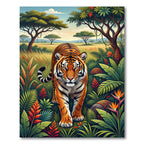 Vibrant Tropical Tiger Jungle Landscape Rug