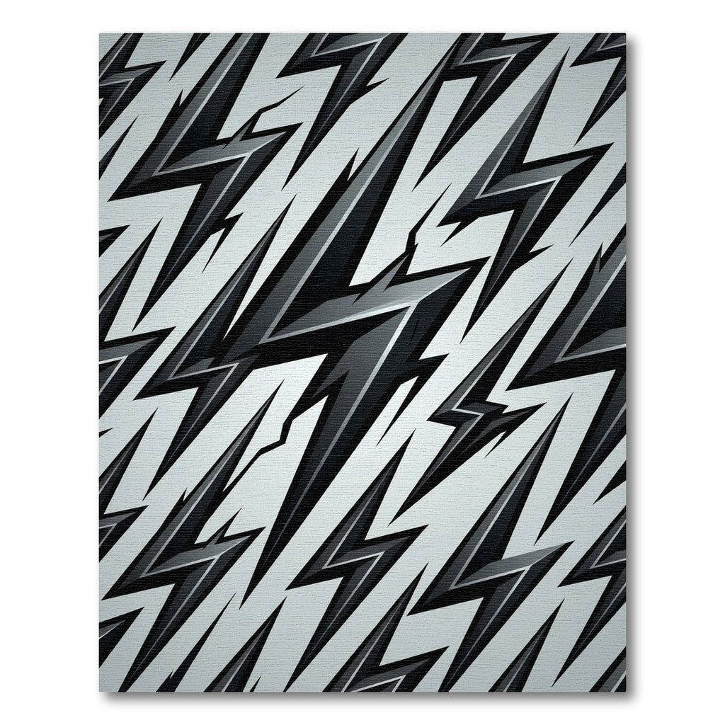 Sharp Black Lightning Bolt Graphic Rug