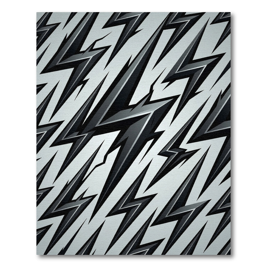 Sharp Black Lightning Bolt Graphic Rug