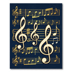 Elegant Golden Treble Clef Musical Notes Rug