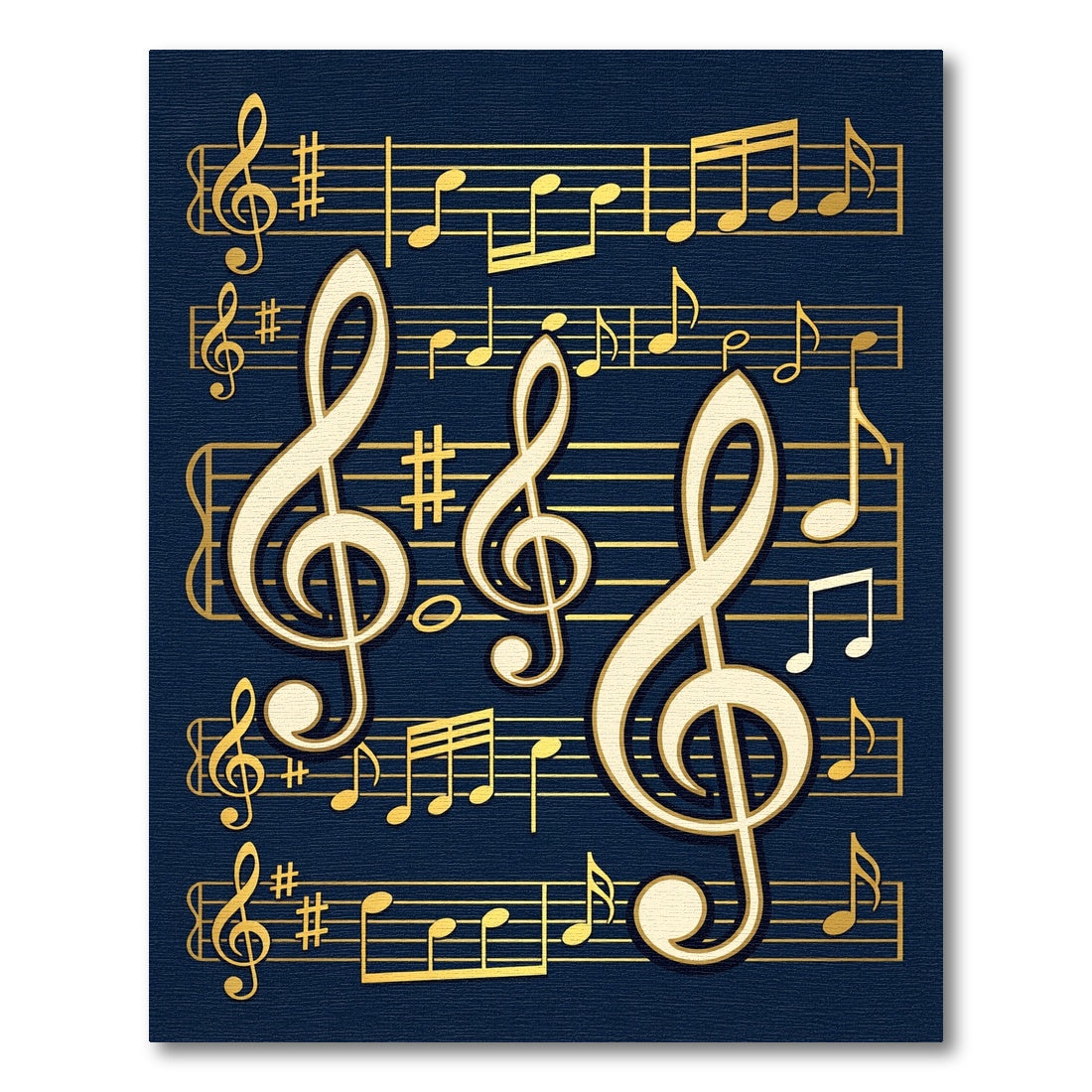 Elegant Golden Treble Clef Musical Notes Rug