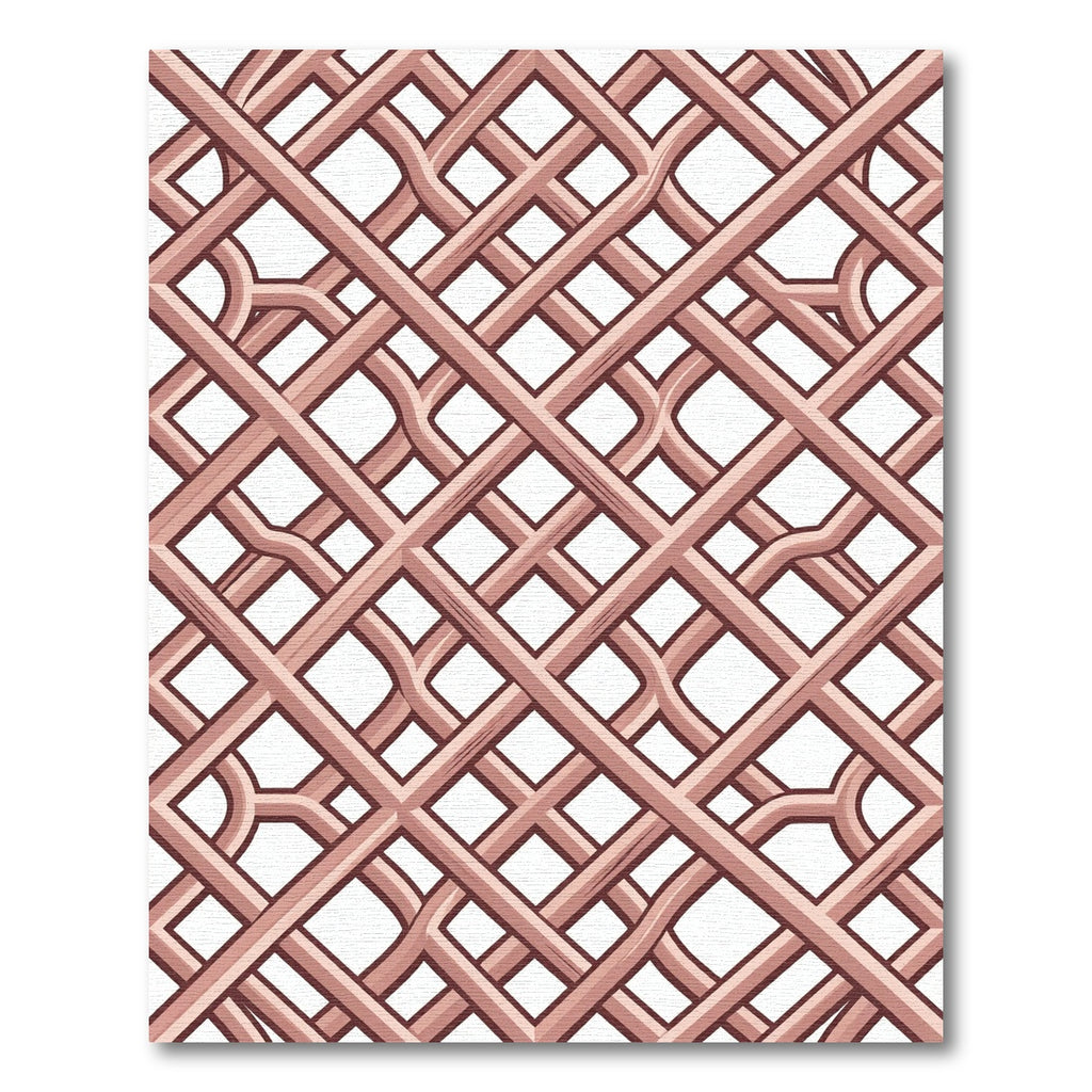Blush Interlocking Lattice Geometric Rug