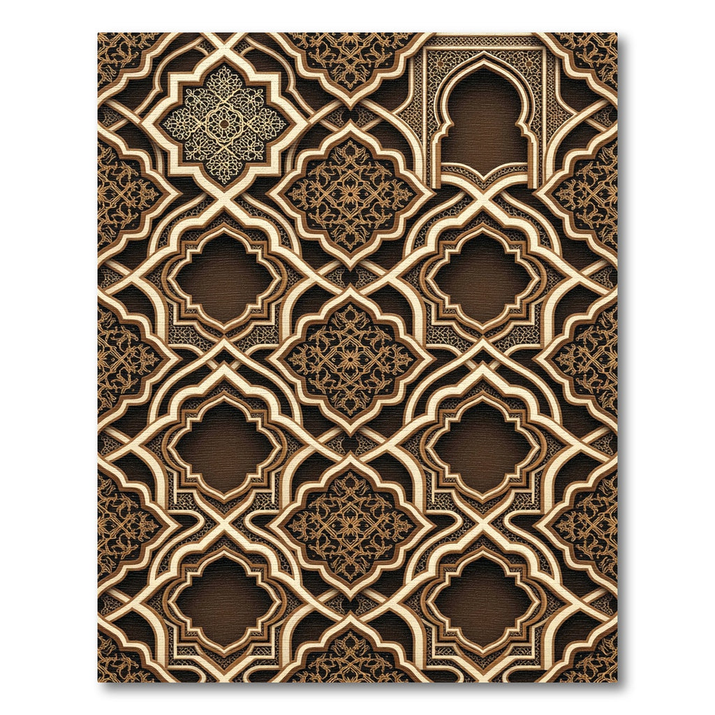 Intricate Gold Filigree Royal Archwork Rug