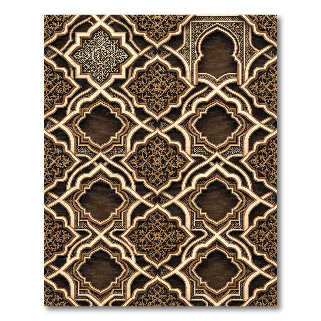 Intricate Gold Filigree Royal Archwork Rug