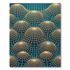 Teal Grid Topological Sphere Art Rug
