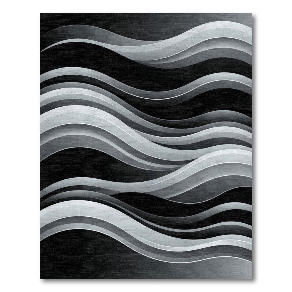 Modern Monochrome Flowing Abstract Waves Rug