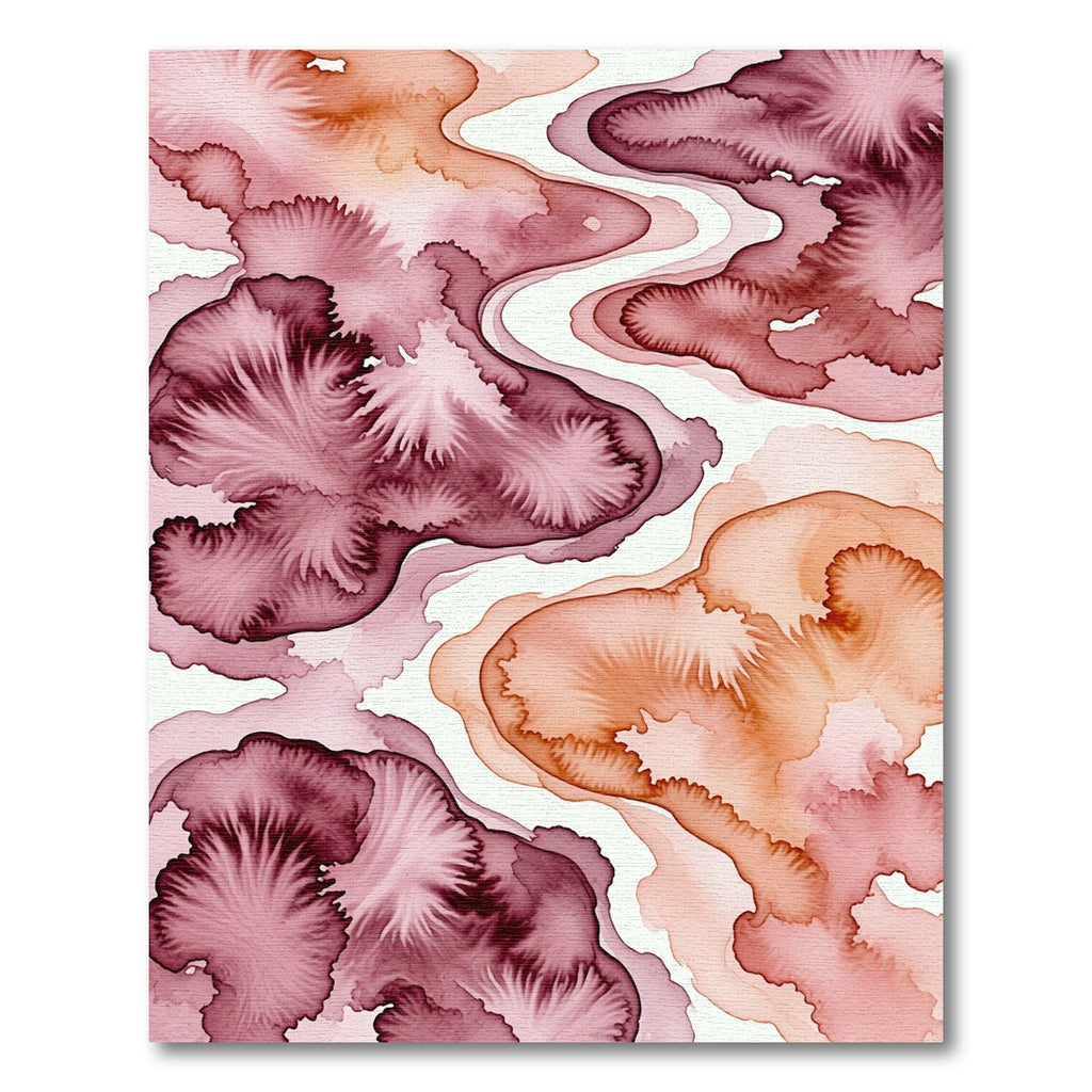 Abstract Burgundy and Terracotta Ink Flow Rug