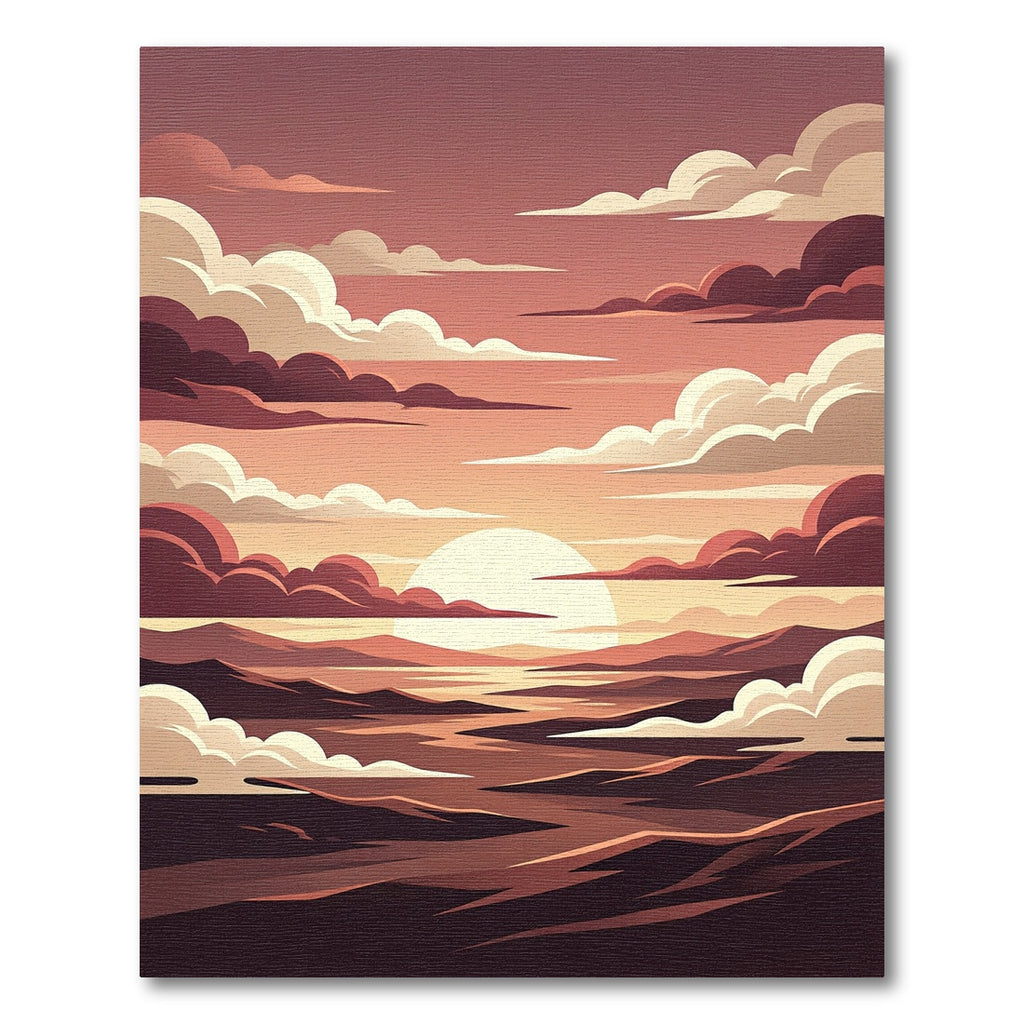 Crimson Sunset Over Molten Mountain Landscape Rug